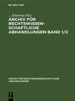 cover image of Archiv für rechtswissenschaftliche Abhandlungen